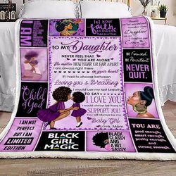 personalized black mom to daughter blanket never feel that you are alone purple fleece blanket, gift ideas for daughter