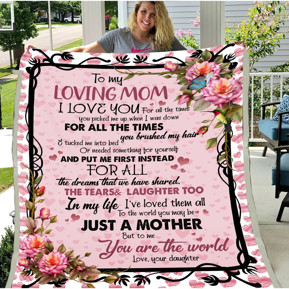 Personalized Blanket To My Loving Mom I Love You For All The Times You Picked Me Up Fleece Blanket 1.jpg