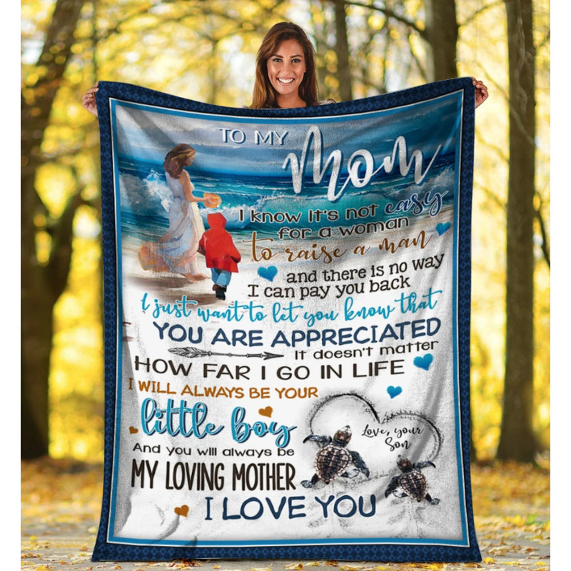 Personalized Blanket To My Mom I Know It's Not Easy For A Woman, Gift For Mom Mother Fleece Blanket 1.png