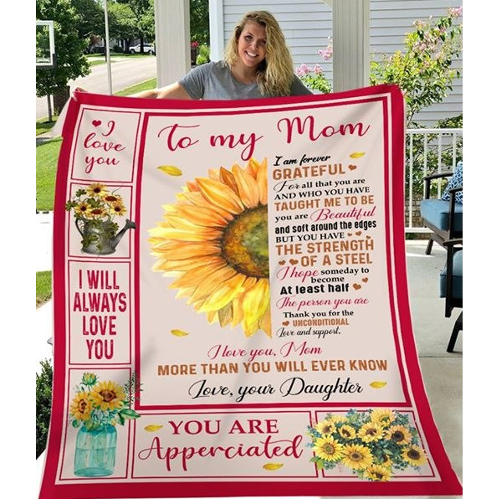 Personalized Blanket To My Mom I Love You More Than You Will Ever Know Sunflowers Fleece Blanket, Best Gift For Mom 1.png