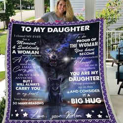 Personalized Daughter Blanket To My Daughter I Closed My Eyes For But A Moment Wolf Fleece Blanket, Gift For Daughter