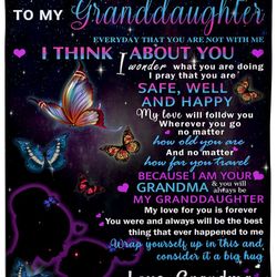 Personalized To My Granddaughter Everyday That You Are Not With Me Butterfly Fleece Blanket, Gift From Mom