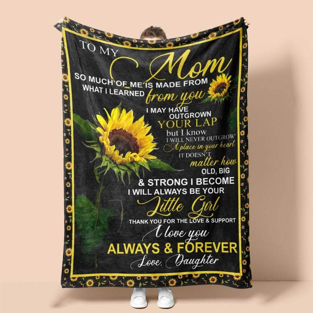 Personalized To My Mom Blanket Love From Daughter Sunflower, Gifts For Mom, Mother's Day Gifts From Daughter Fleece Blanket 1.jpg
