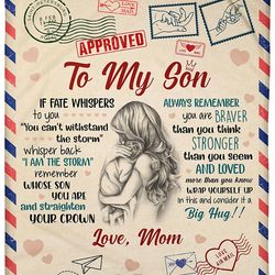 Son Blanket, Gift For Son, If Fate Whispers To You Mom To Son Airmail Fleece Blanket