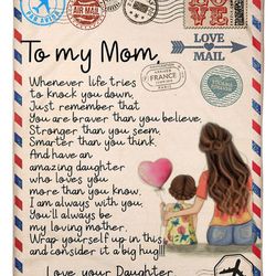 to my mom blanket whenever life tries to knock you down fleece blanket, gift ideas for mother's day