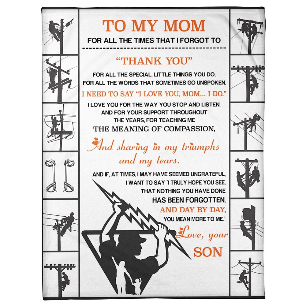 To My Mom For All The Times That I Forgot To Thank You Lineman Sherpa Blanket 1.jpg