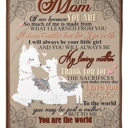to my mom llama blanket, mother's day gift ideas, i am be cause you are fleece blanket, gift for mom from daughter