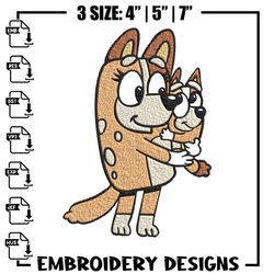 bluey bingo heeler design, bluey t-shirt, embroidery shirt, embroidery bluey, bluey family, bluey mom embroidery