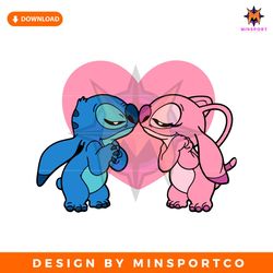 stitch and angel valentine disney couple svg