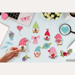 Gnome Mom Digital Sticker PNG, Printable Stickers, PNG Stickers, Cute Digital Stickers, Digital Download, PNG Stickers