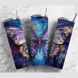 Retro Paint Butterfly Painting 20oz Sublimation Tumbler Designs Tumbler Wrap PNG
