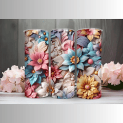 3d Tumbler Wrap Flower Floral Seamless Wrap PNG Sublimation Designs Downloads - Skinny 20oz Design