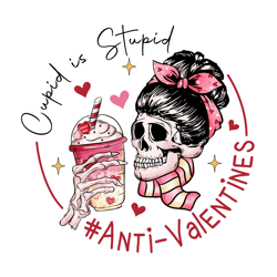 cupid is stupid svg, anti-valentines svg, cupid is stupid anti valentines png, valentine's day skeleton svg, valentine