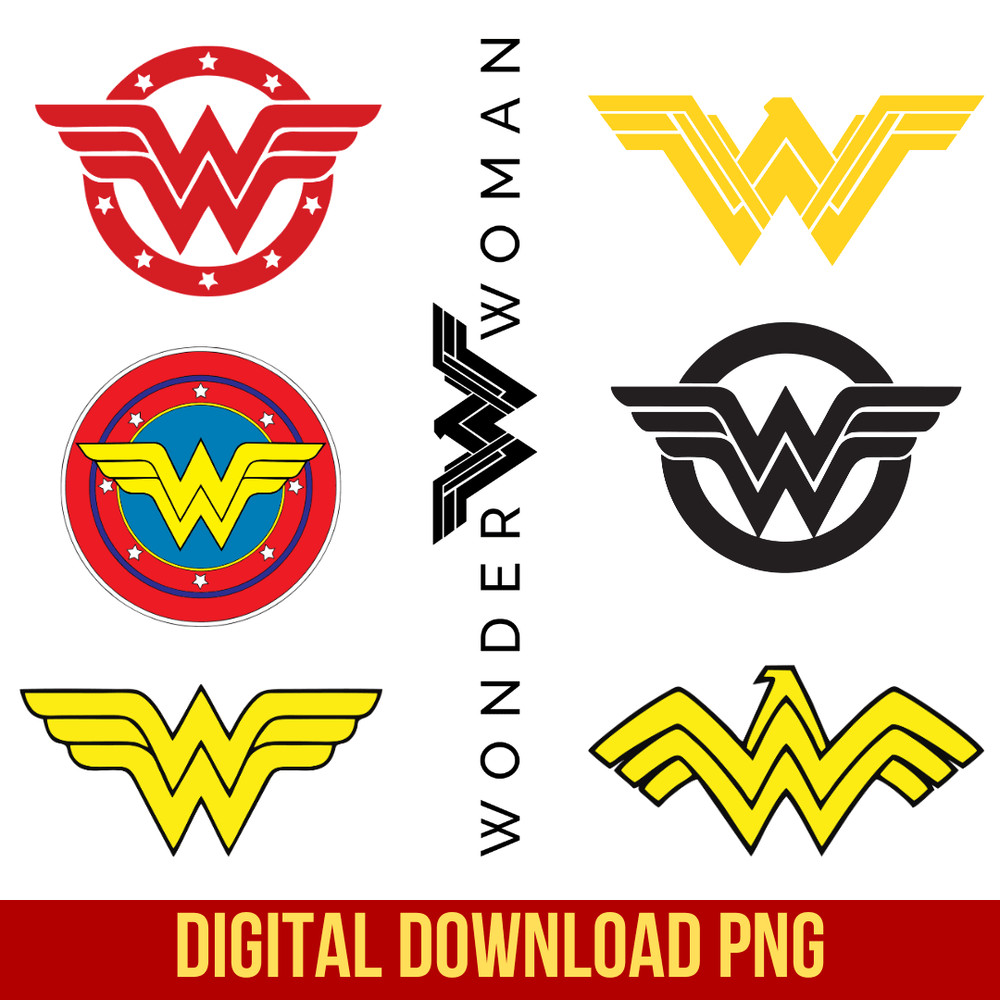 Logo De Wonder Woman Png Instant Download Printable Files For DIY Crafts 7 Unique Designs 0