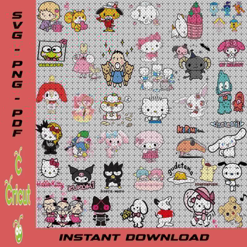 Mixed S4nrio Character Layered Cartoon Bundle Svg Sticker Image Files Digital Prints Hello Svg Kitt 0