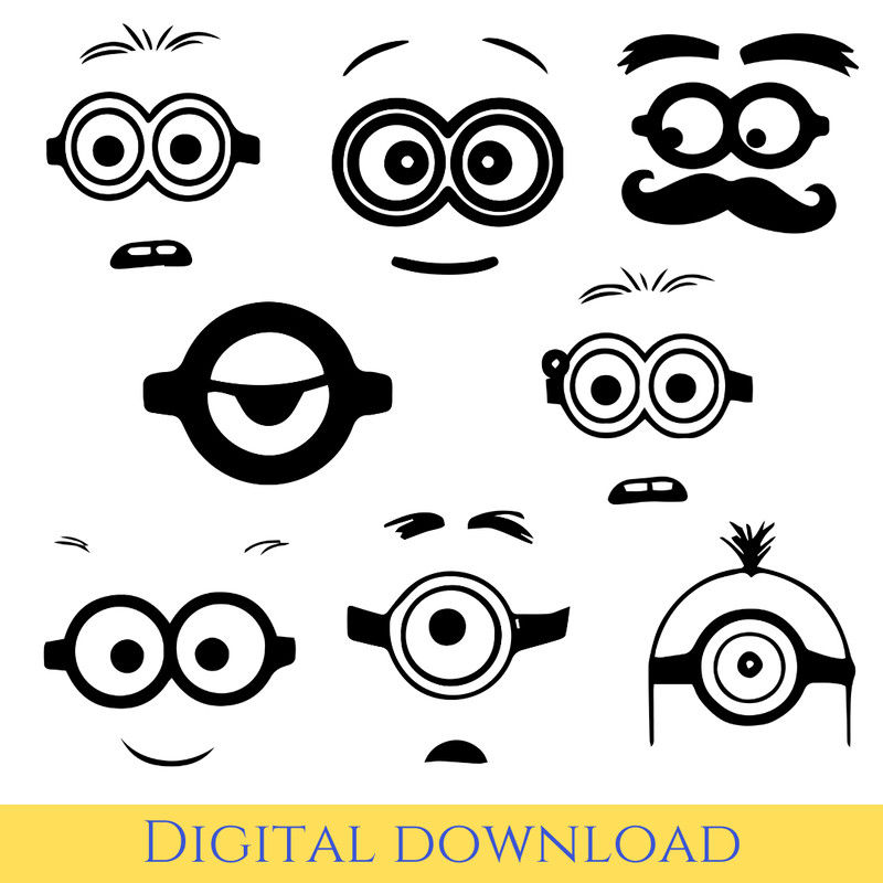 Minion Face Svg Bundle Minions Face Svg Minions Face Clipart Minion Face Vector Cute Minion Eyes Sv 0