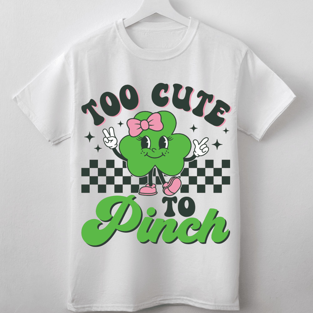 Too Cute To Pinch Png And Svg Shamrock Png Cute St Patrick Day Png Retro St Patrick Day Png Kids Pa 0