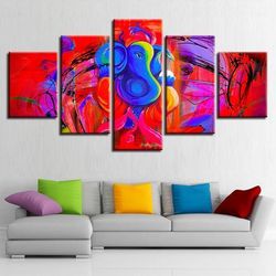 blue ganesha religion 5 pieces canvas wall art, large framed 5 panel canvas wall art