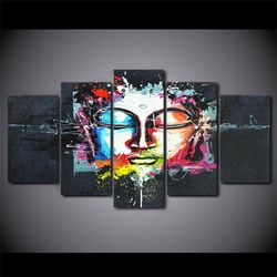 buddha 10 religion 5 pieces canvas wall art, large framed 5 panel canvas wall art