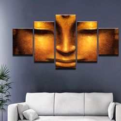 buddha 11 religion 5 pieces canvas wall art, large framed 5 panel canvas wall art