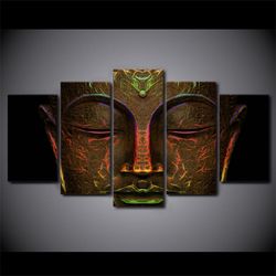 buddha 55 religion 5 pieces canvas wall art, large framed 5 panel canvas wall art