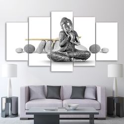 buddha 56 religion 5 pieces canvas wall art, large framed 5 panel canvas wall art