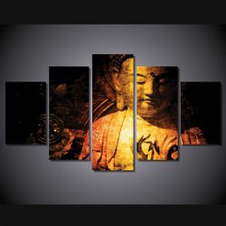 buddha 59 religion 5 pieces canvas wall art, large framed 5 panel canvas wall art