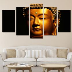 buddha 76 religion 5 pieces canvas wall art, large framed 5 panel canvas wall art