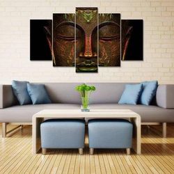 buddha 8 religion 5 pieces canvas wall art, large framed 5 panel canvas wall art