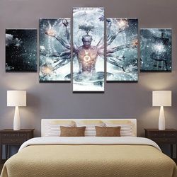 buddha 9 religion 5 pieces canvas wall art, large framed 5 panel canvas wall art