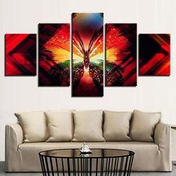 psychedelic butterfly abstract animal 5 pieces canvas wall art, large framed 5 panel canvas wall art