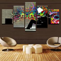 psychedelic graffiti 1 abstract 5 pieces canvas wall art, large framed 5 panel canvas wall art