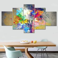 psychedelic light bulb abstract 5 pieces canvas wall art, large framed 5 panel canvas wall art