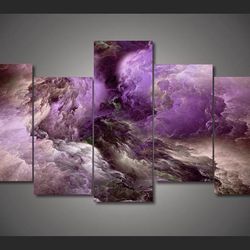 psychedelic light nebula abstract 5 pieces canvas wall art, large framed 5 panel canvas wall art