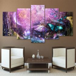 psychedelic light world abstract 5 pieces canvas wall art, large framed 5 panel canvas wall art