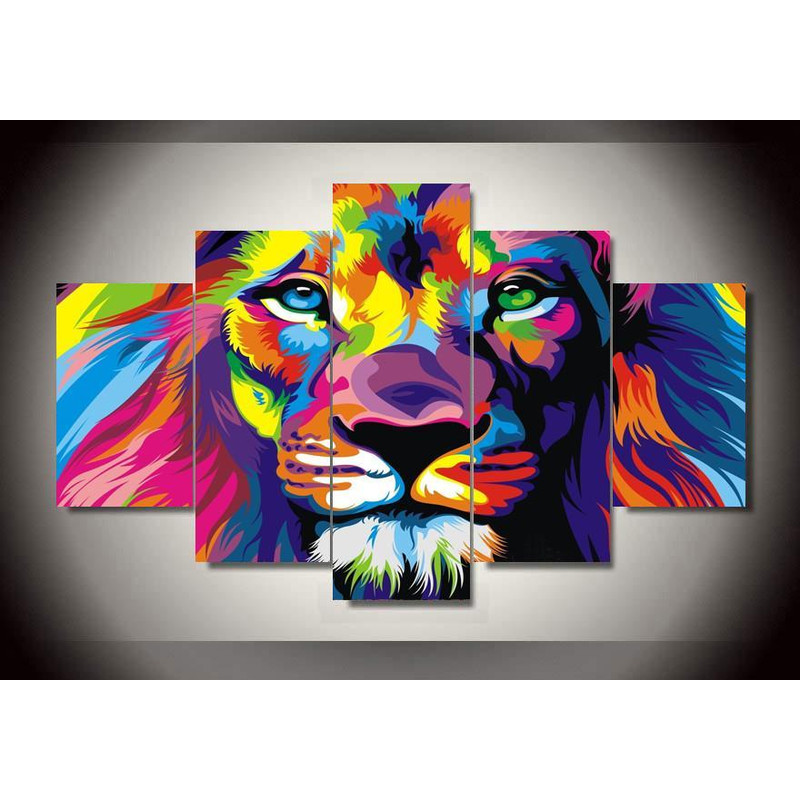 Rainbow African Lion Modern Abstract Animal.jpg