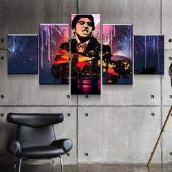 scarface gangster abstract movie 5 pieces canvas wall art, large framed 5 panel canvas wall art