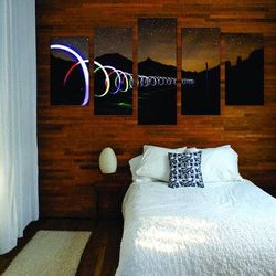 scenic road abstract 5 pieces canvas wall art, large framed 5 panel canvas wall art