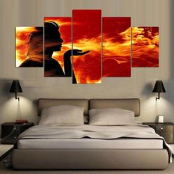 seducing smoke abstract 5 pieces canvas wall art, large framed 5 panel canvas wall art