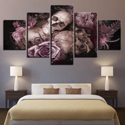 skull 24 abstract 5 pieces canvas wall art, large framed 5 panel canvas wall art