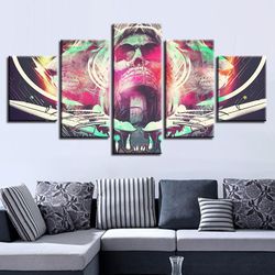 skull and tiger abstract 5 pieces canvas wall art, large framed 5 panel canvas wall art