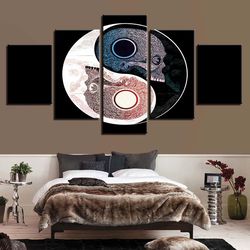 skull gossip abstract 5 pieces canvas wall art, large framed 5 panel canvas wall art