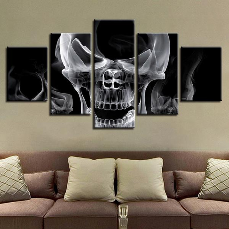 Skull Smoke Smoking Black And White Abstract.jpg