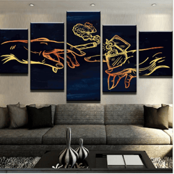 steady smoking abstract 5 pieces canvas wall art, large framed 5 panel canvas wall art
