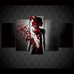 time running out abstract 5 pieces canvas wall art, large framed 5 panel canvas wall art