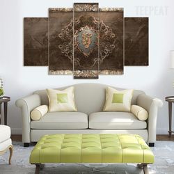 wow alliance abstract 5 pieces canvas wall art, large framed 5 panel canvas wall art