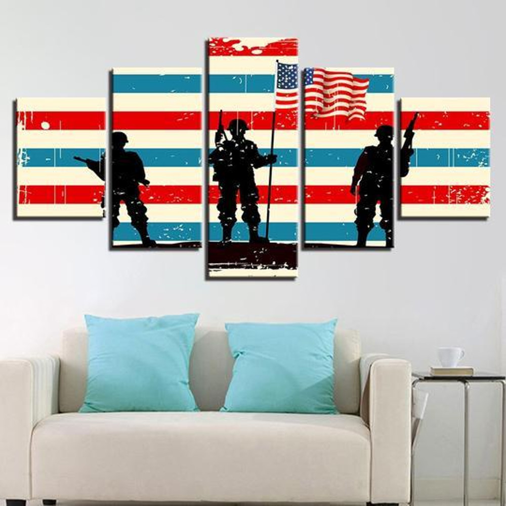 American Soldiers With Flag Abstract Art.jpg