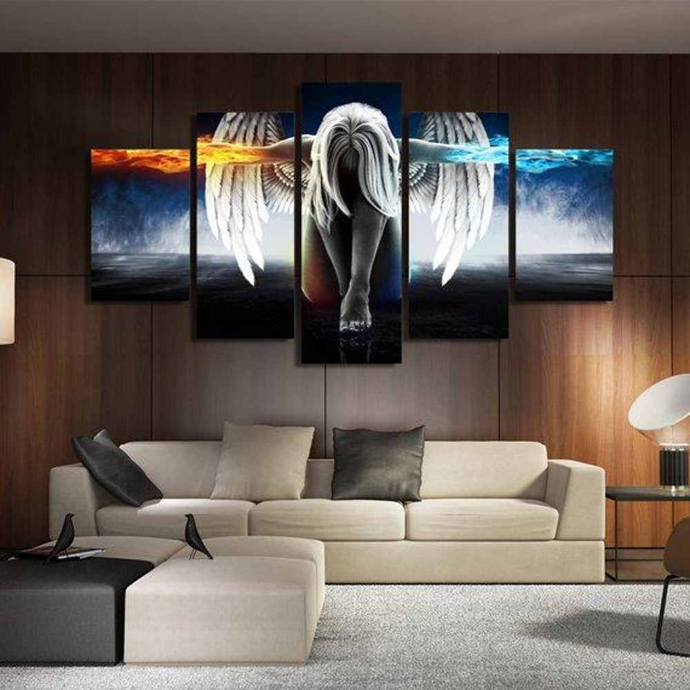 Angel Fire And Ice Angel Wings Wall Decor Angel Gift Heaven Abstract Art.jpg