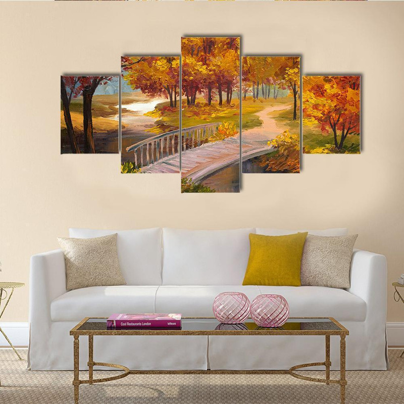 Autumn Forest With A River And Bridge Nature Art.jpg
