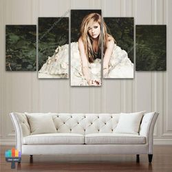 avril lavigne portrait white dress abstract art large framed 5 pieces canvas wall art decor